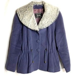 Daniel Elise In Square Sycomore Wool Cashmere Blue Short Button Coat 12